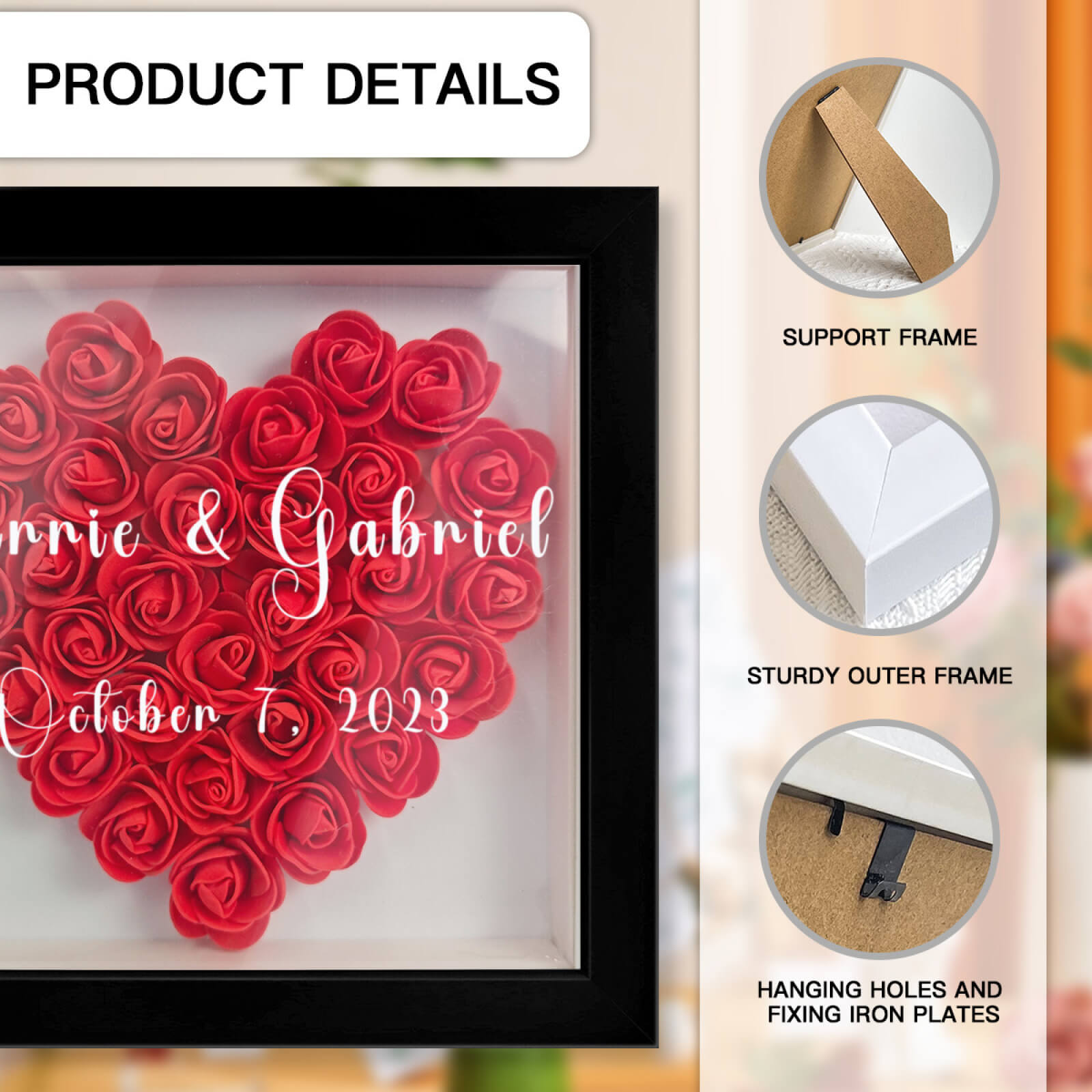 custom rose shadow box