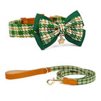 Elegant Plaid Bow Tie Collar with Nameplate