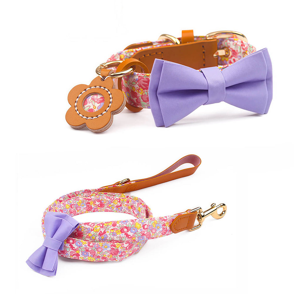 Floral Bow Tie Collar with Nameplate