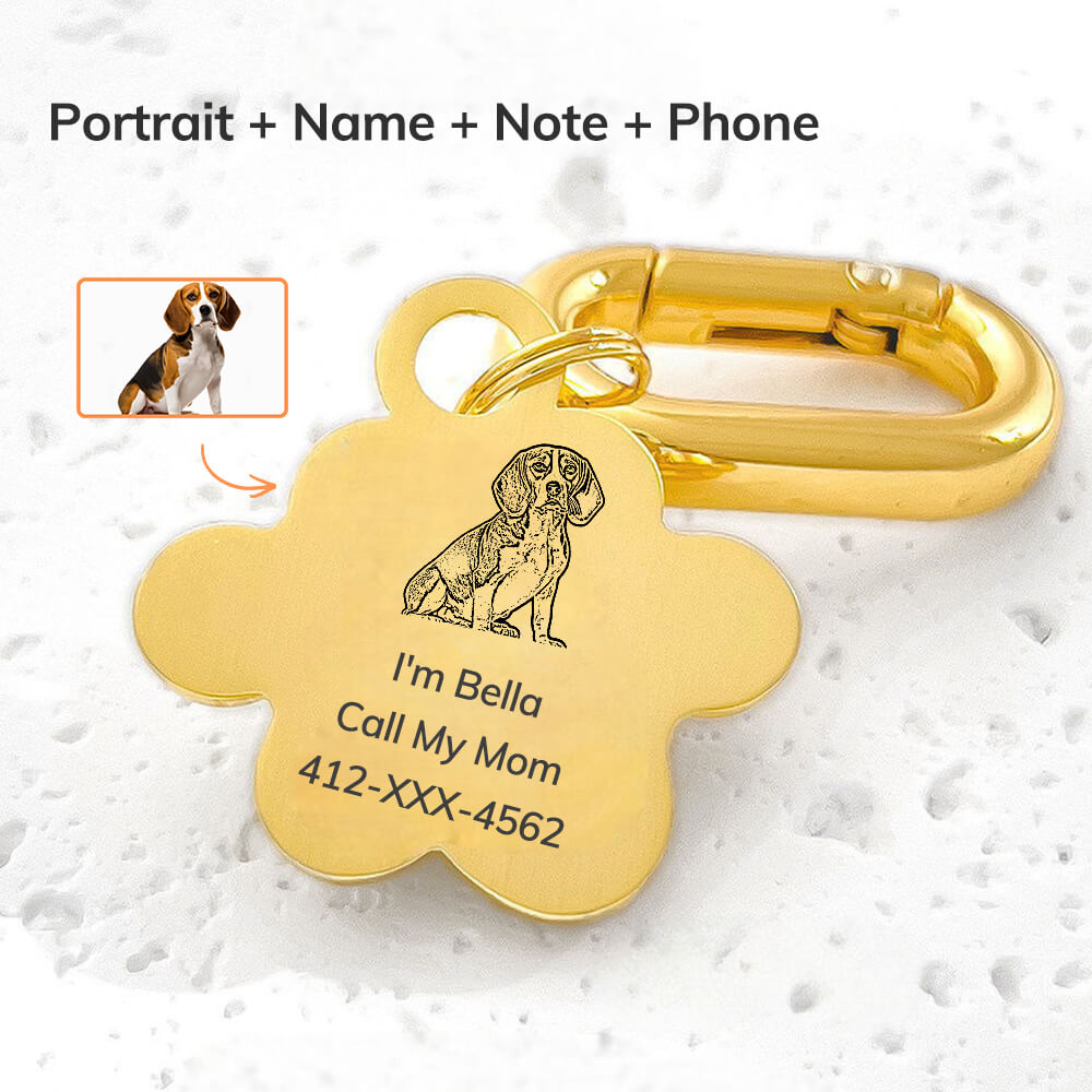 Pawprint Engraved Pet ID Tag
