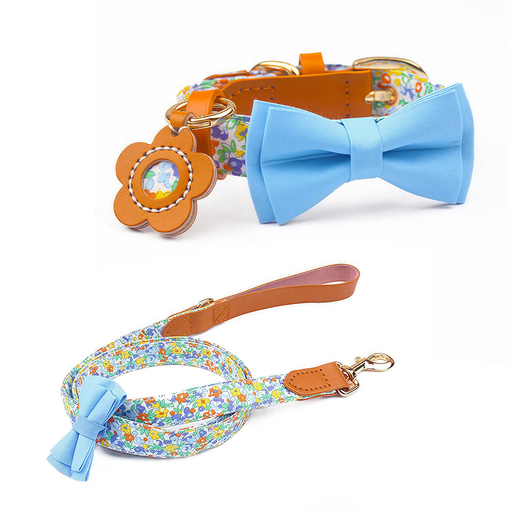 Floral Bow Tie Collar with Nameplate