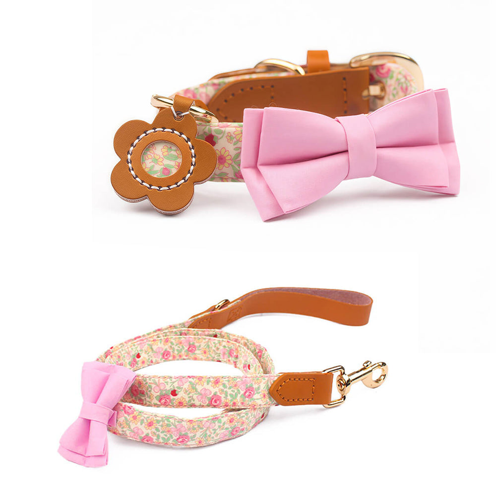 Floral Bow Tie Collar with Nameplate