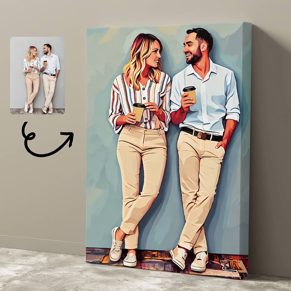 Custom Vector Portrait from Photo - Personalized Customized Canvas – Memorial Gift for Family