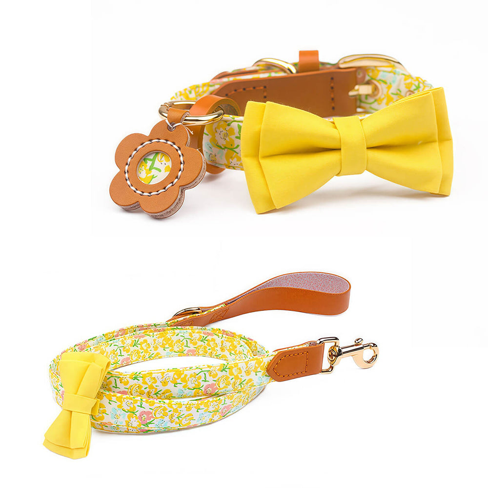 Floral Bow Tie Collar with Nameplate