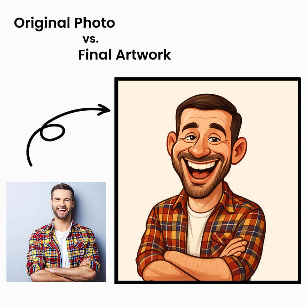 Create Custom Caricature Portrait – Turn Your Photo into Fun Artwork - Unique Gift for Lovers