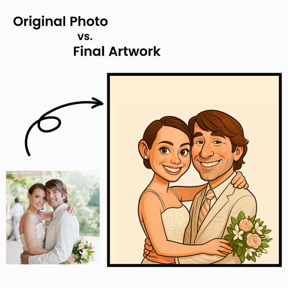 Create Custom Caricature Portrait – Turn Your Photo into Fun Artwork - Unique Gift for Lovers