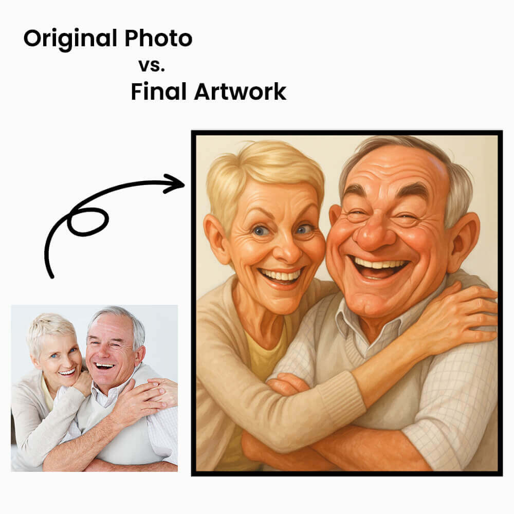 Create Custom Caricature Portrait – Turn Your Photo into Fun Artwork - Unique Gift for Lovers