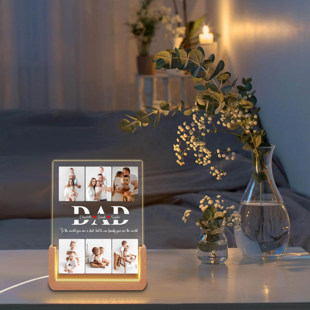 To Our Family You Are The World - Customized Personalized 3D LED Light - Father's Day Gift, Gift for Dad