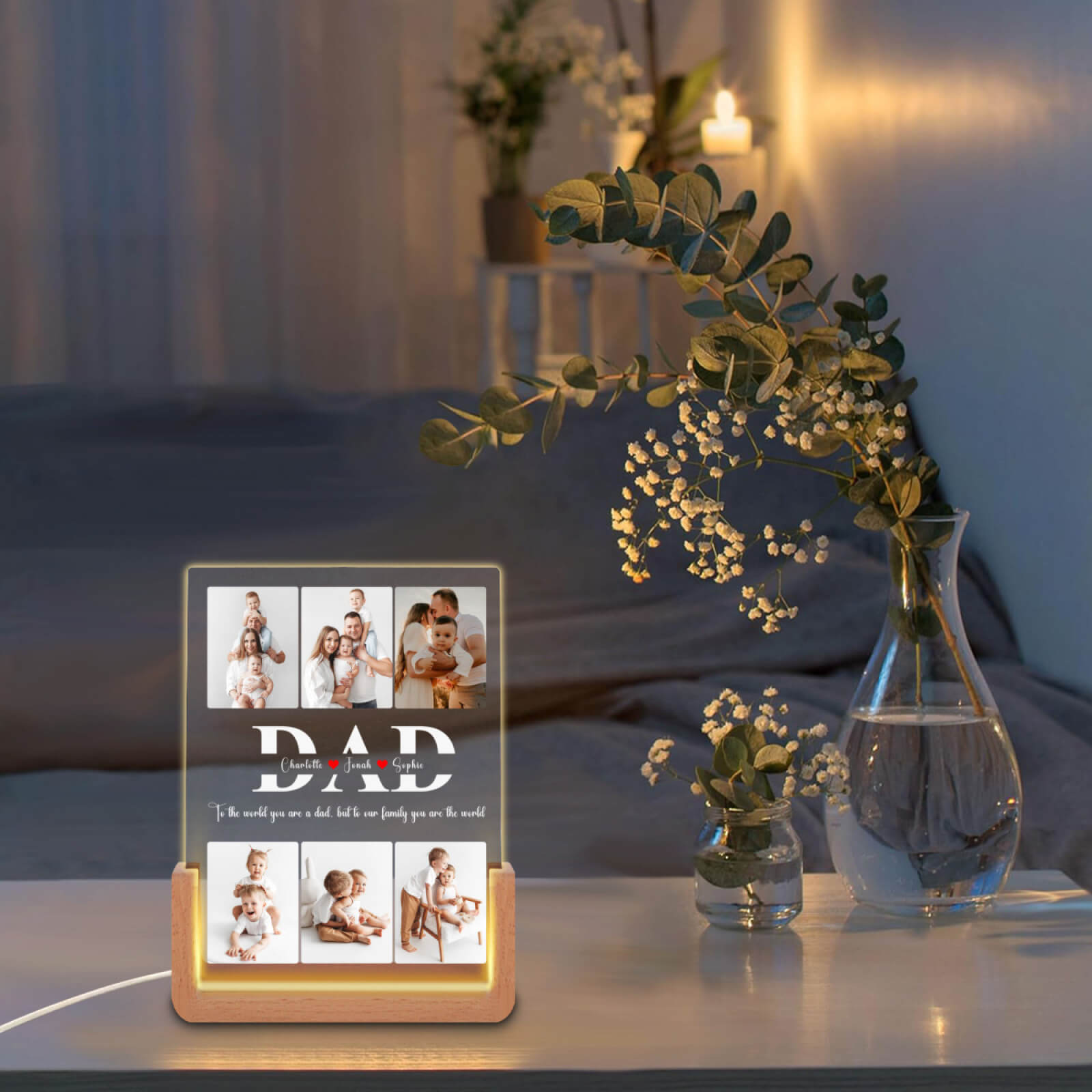 To Our Family You Are The World - Customized Personalized 3D LED Light - Father's Day Gift, Gift for Dad