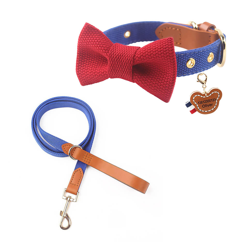 Contrast Bow Tie Collar with Nameplate