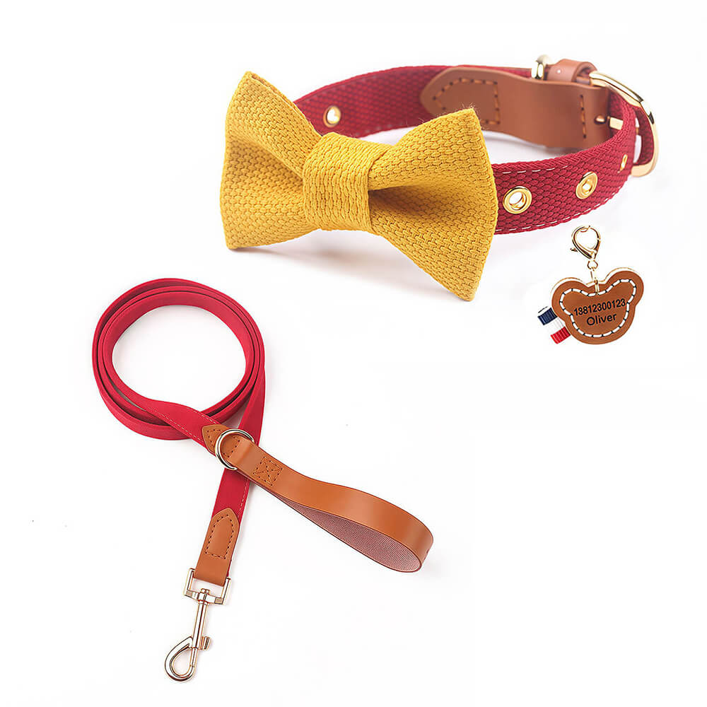Contrast Bow Tie Collar with Nameplate