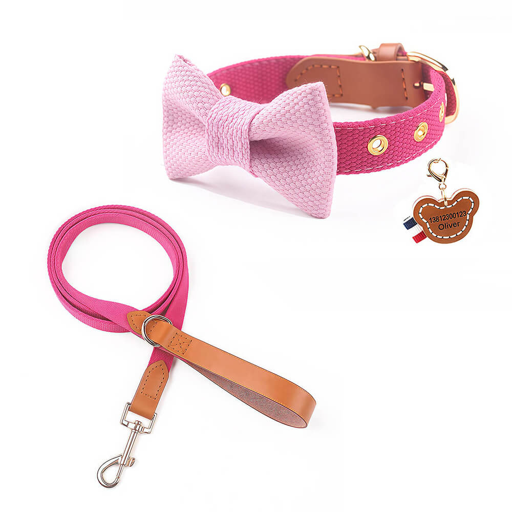 Contrast Bow Tie Collar with Nameplate