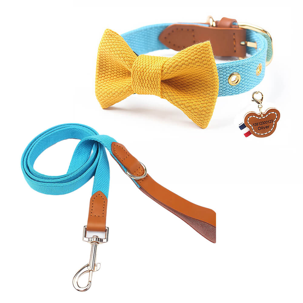 Contrast Bow Tie Collar with Nameplate