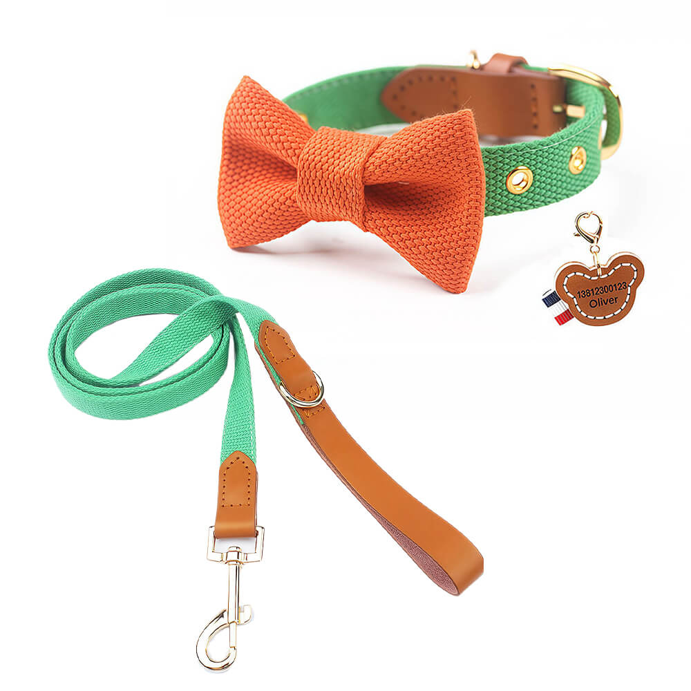 Contrast Bow Tie Collar with Nameplate