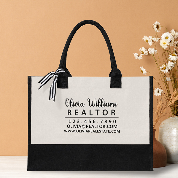 Realtor Tote Bag Personalized Business Tote Bag Custom Real Estate Agent Gift