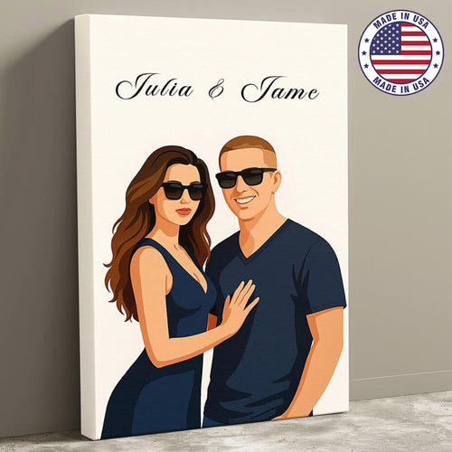Custom Caricature Canvas – Turn Your Photo into Vector Style - Unique Gift for Lovers