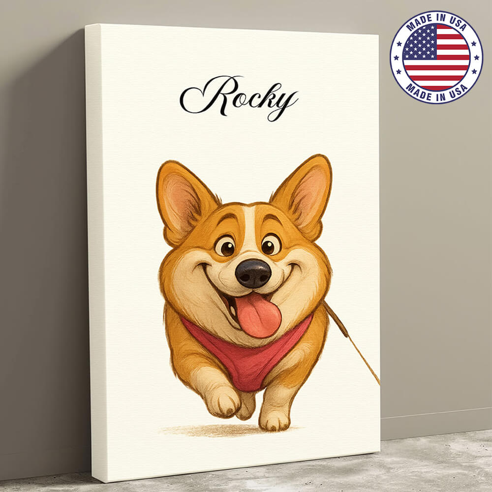 Custom Pet Caricature Canvas – Turn Your Photo into Fun Artwork - Unique Gift for Pet Lovers, Dog Lovers