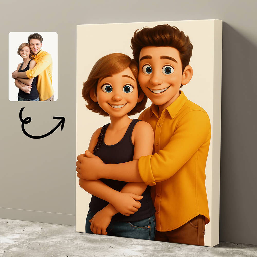 Pixar-Inspired Family Canvas - Turn Your Photo into Pixar-Style Art - Perfect Gift for Siblings, Loved Ones