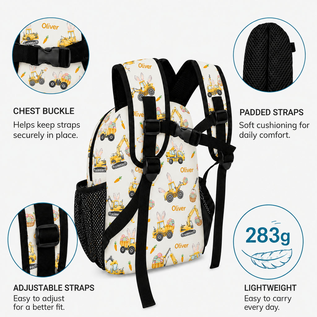 Easter Construction Trucks Kids Backpack