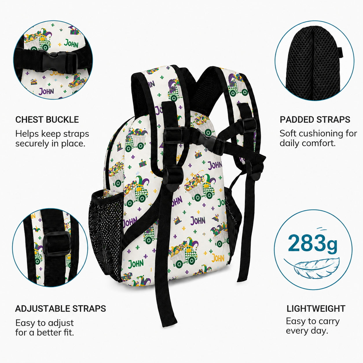 Mardi Gras Truck Kids Backpack