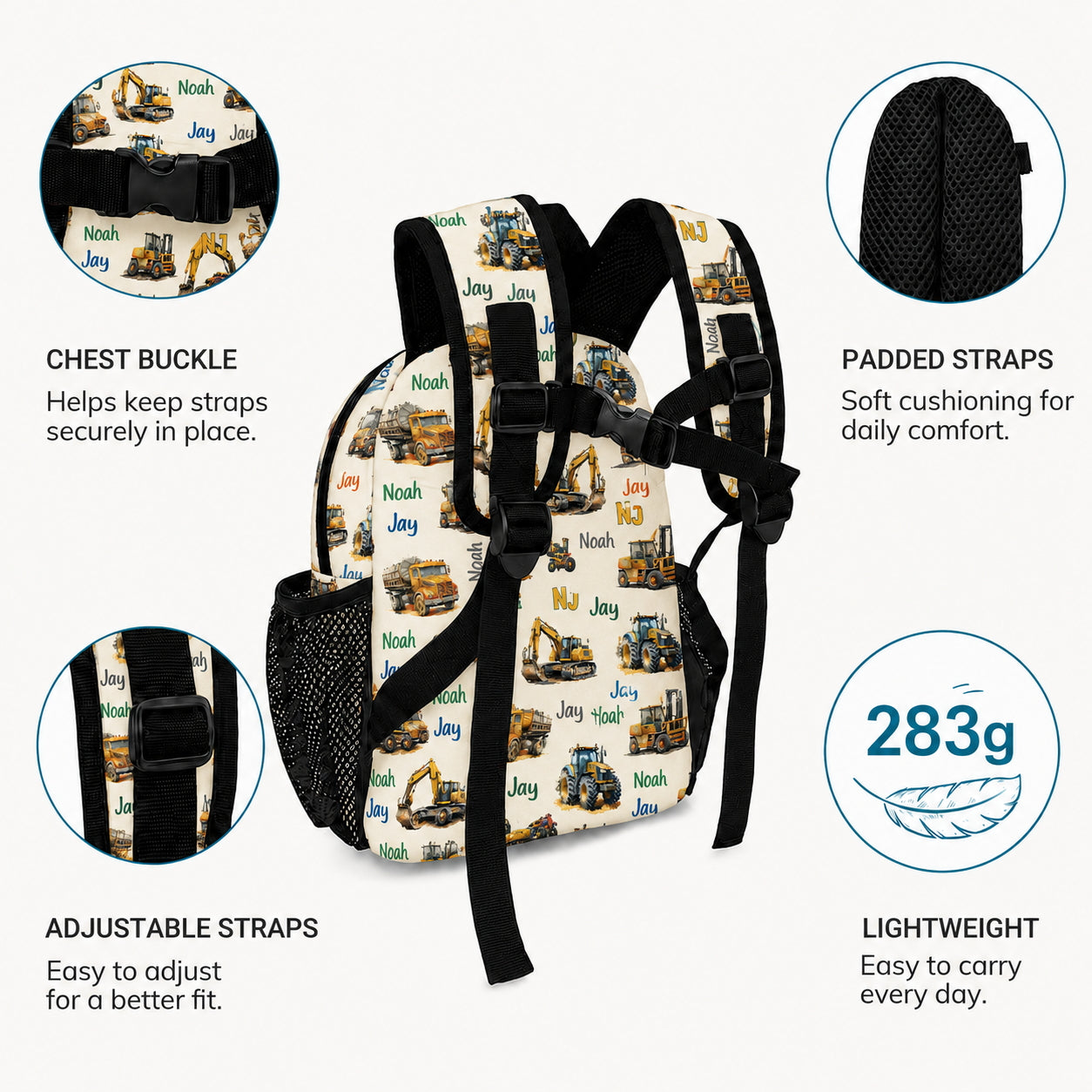 Construction Vehicle Kids Backpack