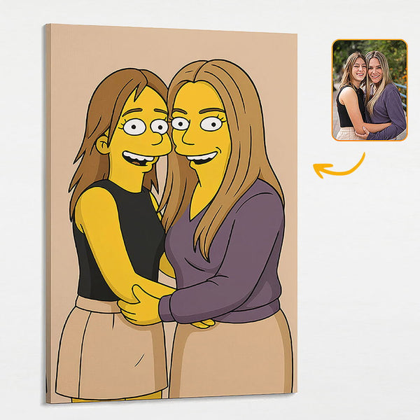 Simpsonize Family Photo - Turn Your Photo to Simpsons Canvas - Cartoon Photo Canvas For Couples
