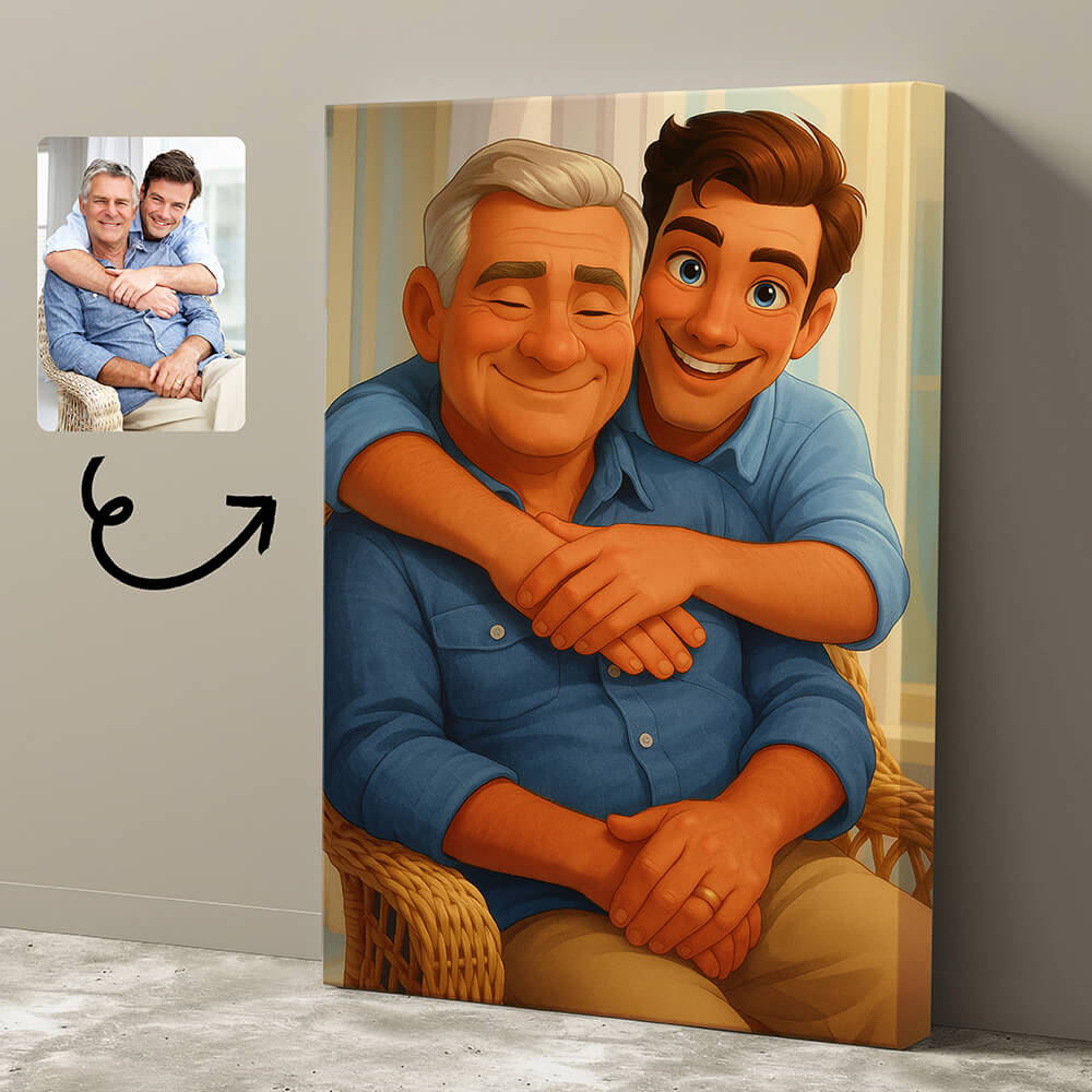 Fairy Tale-Inspired Family Canvas – Turn Your Photo into Disney Style - Perfect Gift for Siblings, Dad