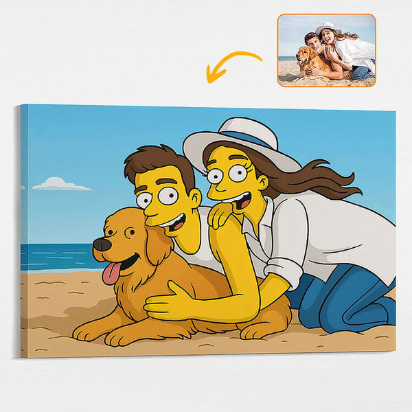 Simpsonize Family Photo - Turn Your Photo to Simpsons Canvas - Cartoon family Canvas