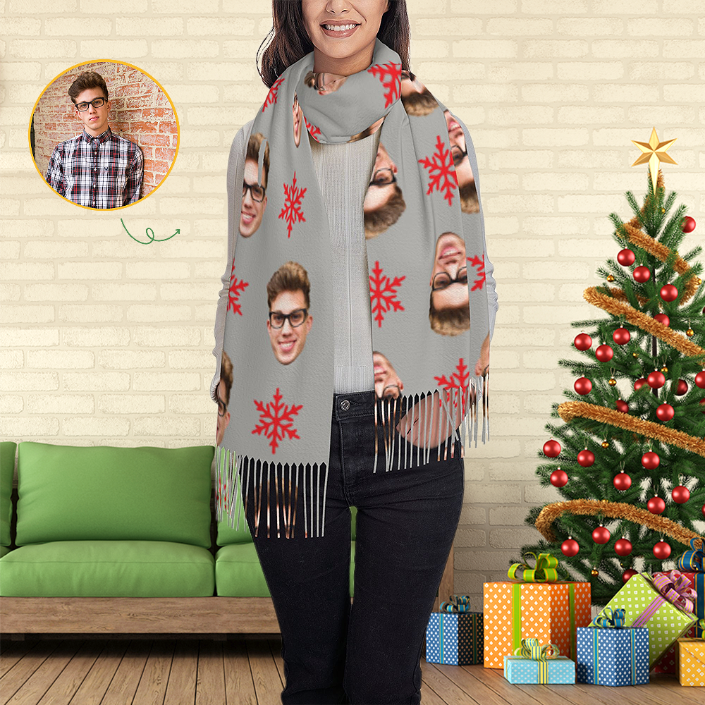 Custom Scarf Snowflakes Personalized Photo Scarf Soft Winter Scarfs