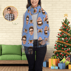 Custom Scarf Reindeer Personalized Photo Scarf Soft Winter Scarfs