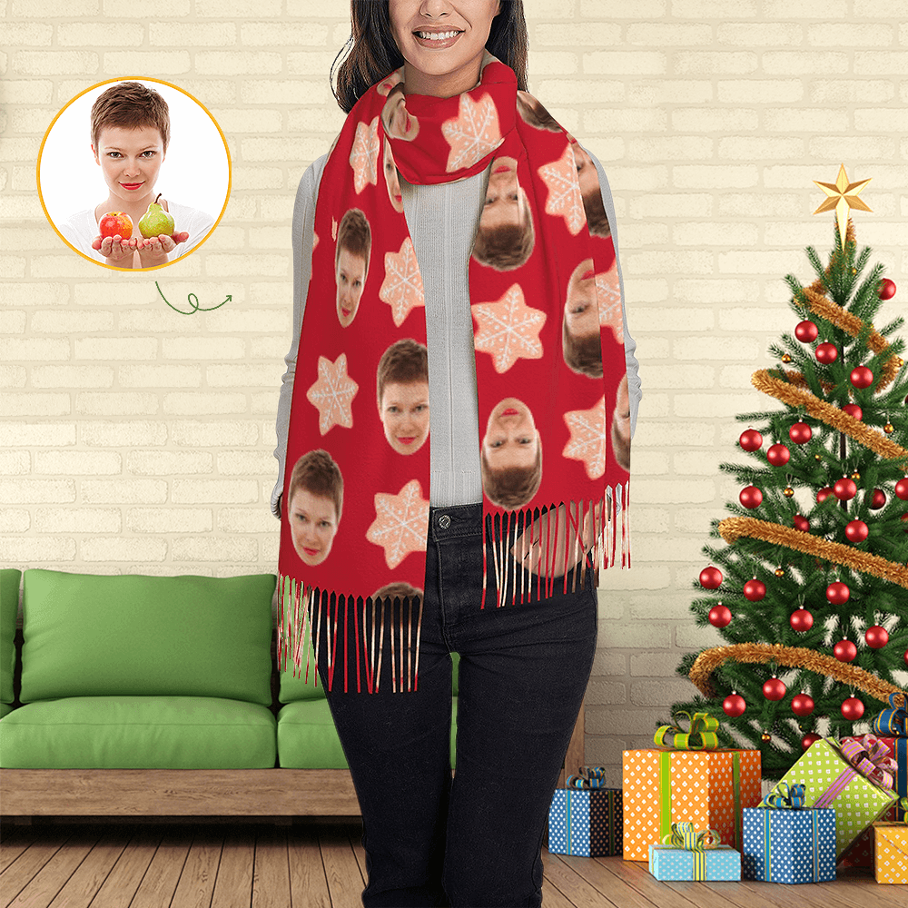 Custom Scarf Snowflakes Star Personalized Photo Scarf Soft Winter Scarfs