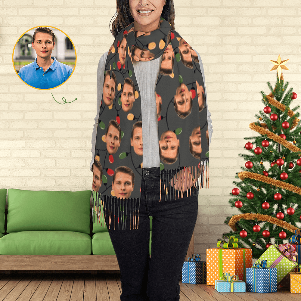 Custom Scarf LED Light Background Personalized Photo Scarf Soft Winter Scarfs