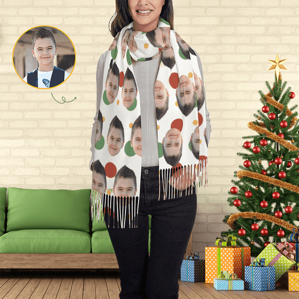 Custom Scarf Colored Dots Background Personalized Photo Scarf Soft Winter Scarfs