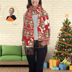 Custom Scarf Christmas Deer Background Personalized Photo Scarf Soft Winter Scarfs