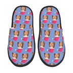 Custom Photo Slippers Santa Hat Winter Cotton Slippers for Men Women