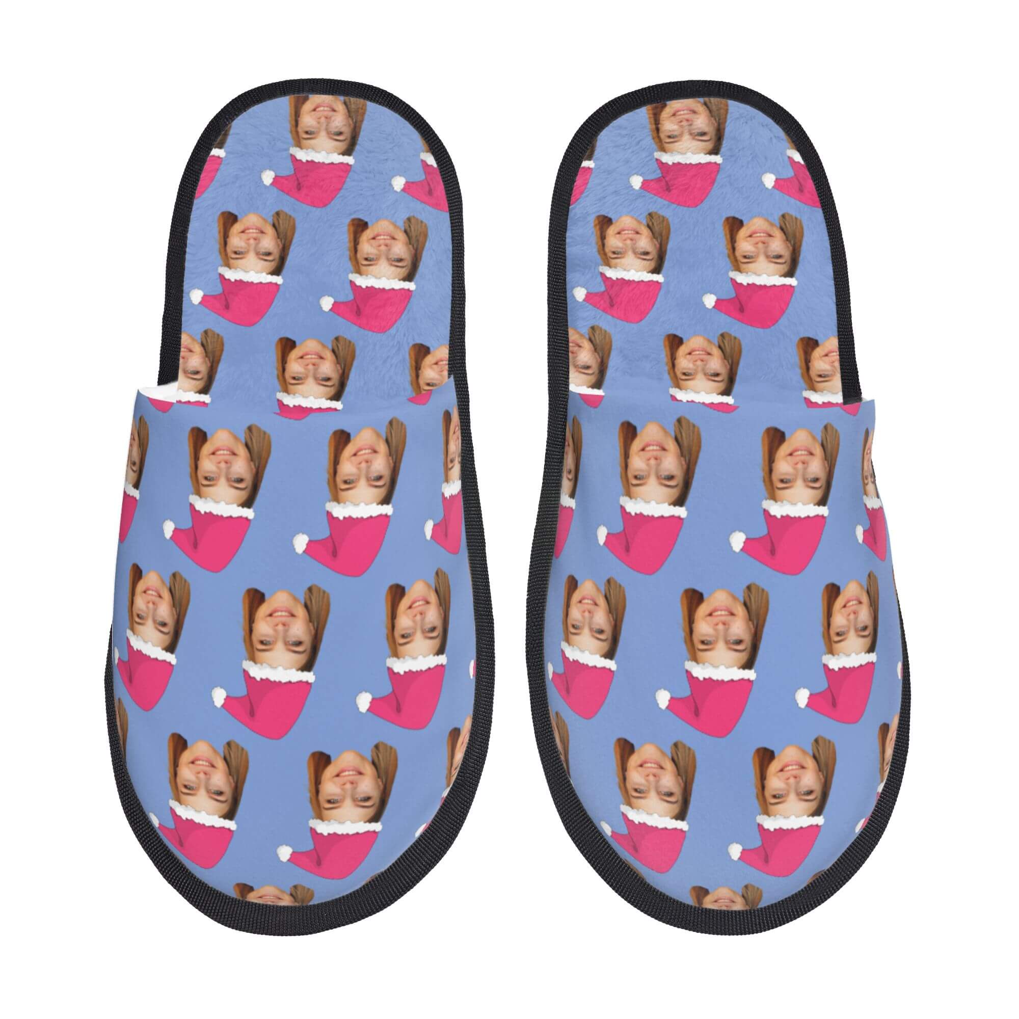 Custom Photo Slippers Santa Hat Winter Cotton Slippers for Men Women