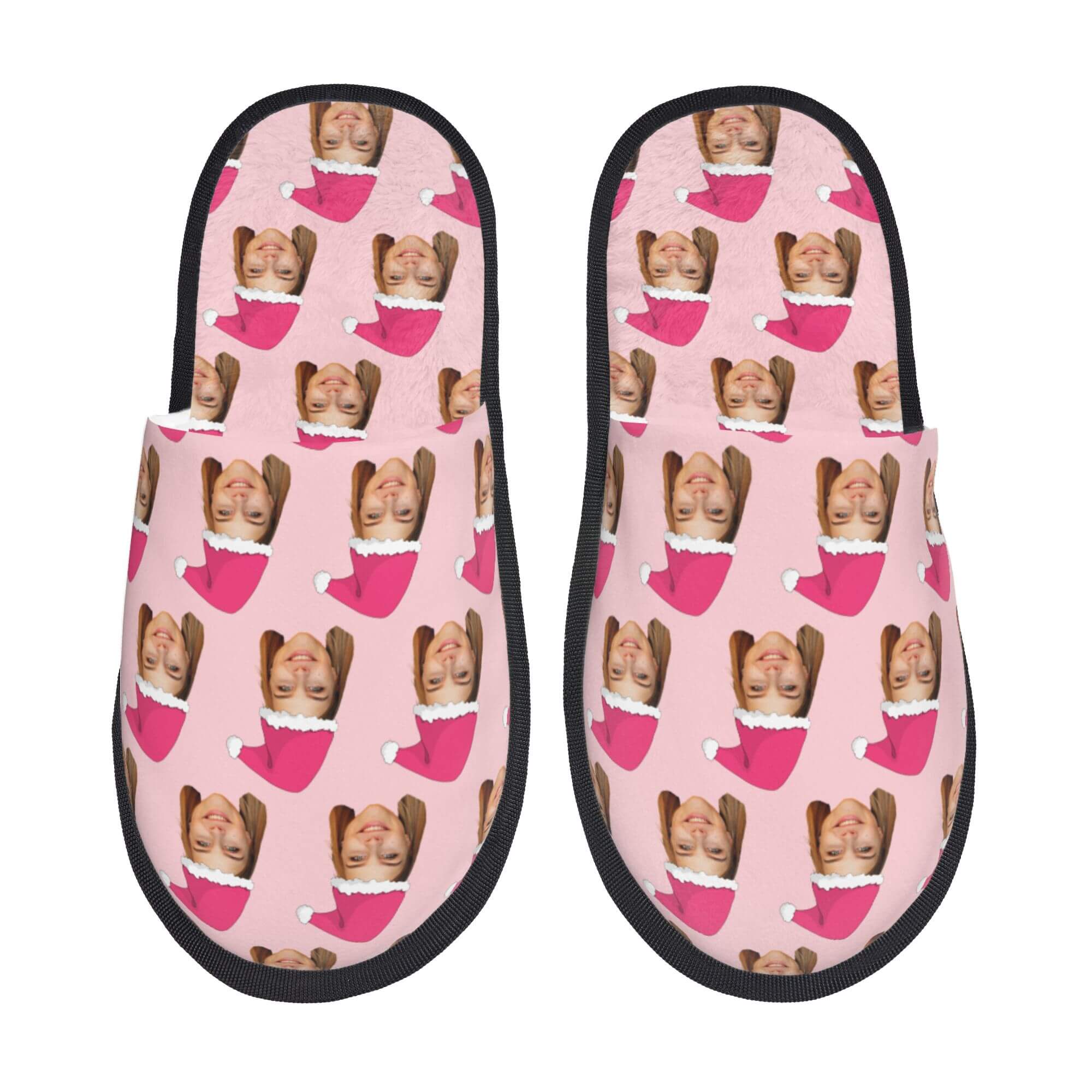 Custom Photo Slippers Santa Hat Winter Cotton Slippers for Men Women