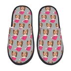 Custom Photo Slippers Santa Hat Winter Cotton Slippers for Men Women
