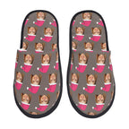 Custom Photo Slippers Santa Hat Winter Cotton Slippers for Men Women