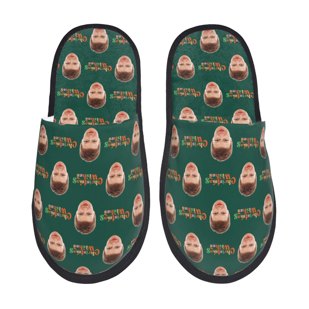 Custom Photo Slippers Merry Christmas Winter Cotton Slippers for Men Women