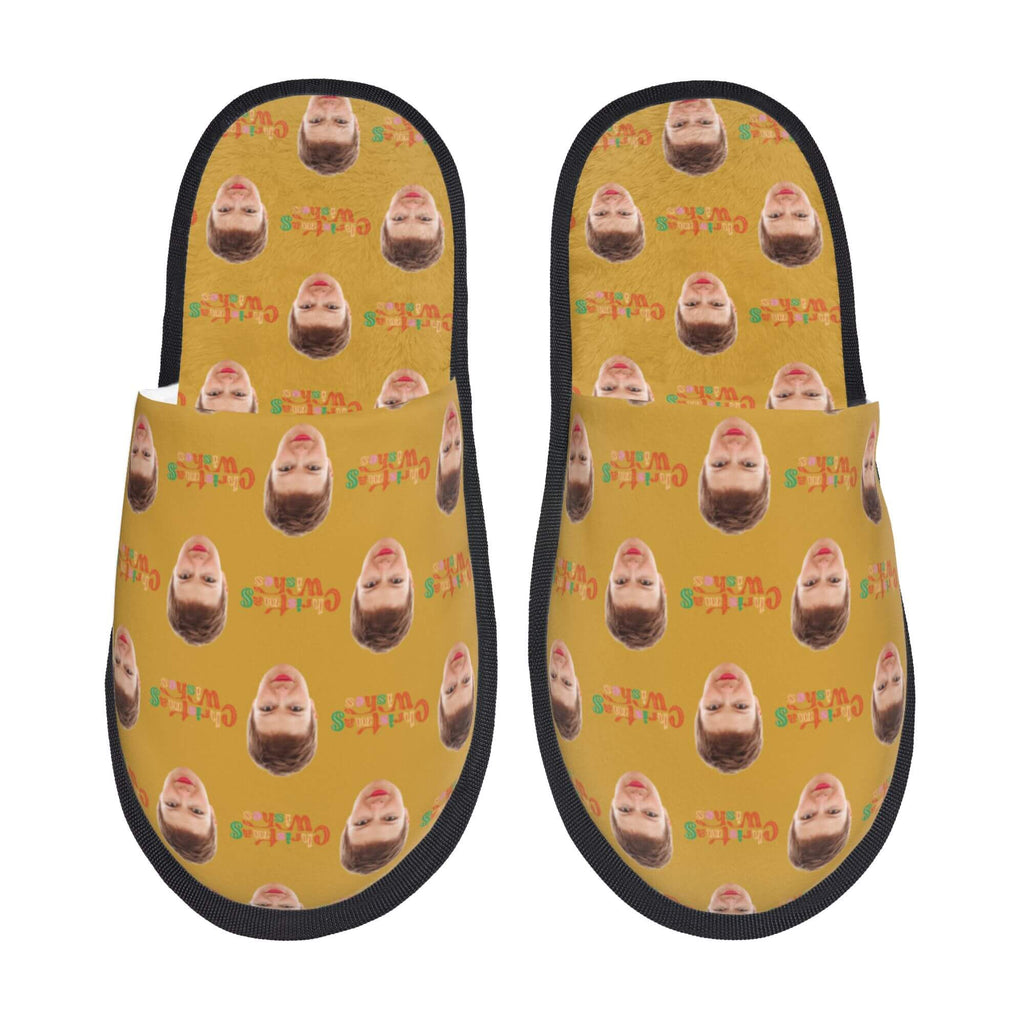 Custom Photo Slippers Merry Christmas Winter Cotton Slippers for Men Women