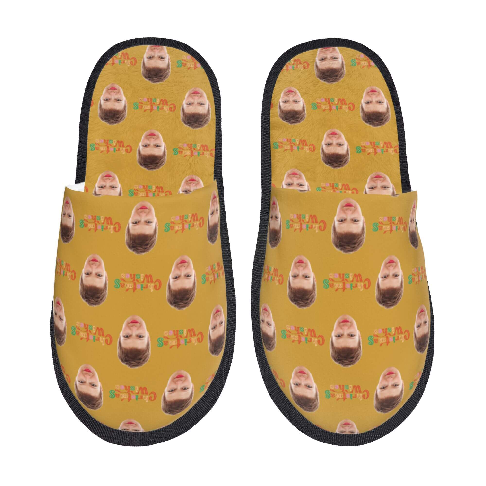 Custom Photo Slippers Merry Christmas Winter Cotton Slippers for Men Women