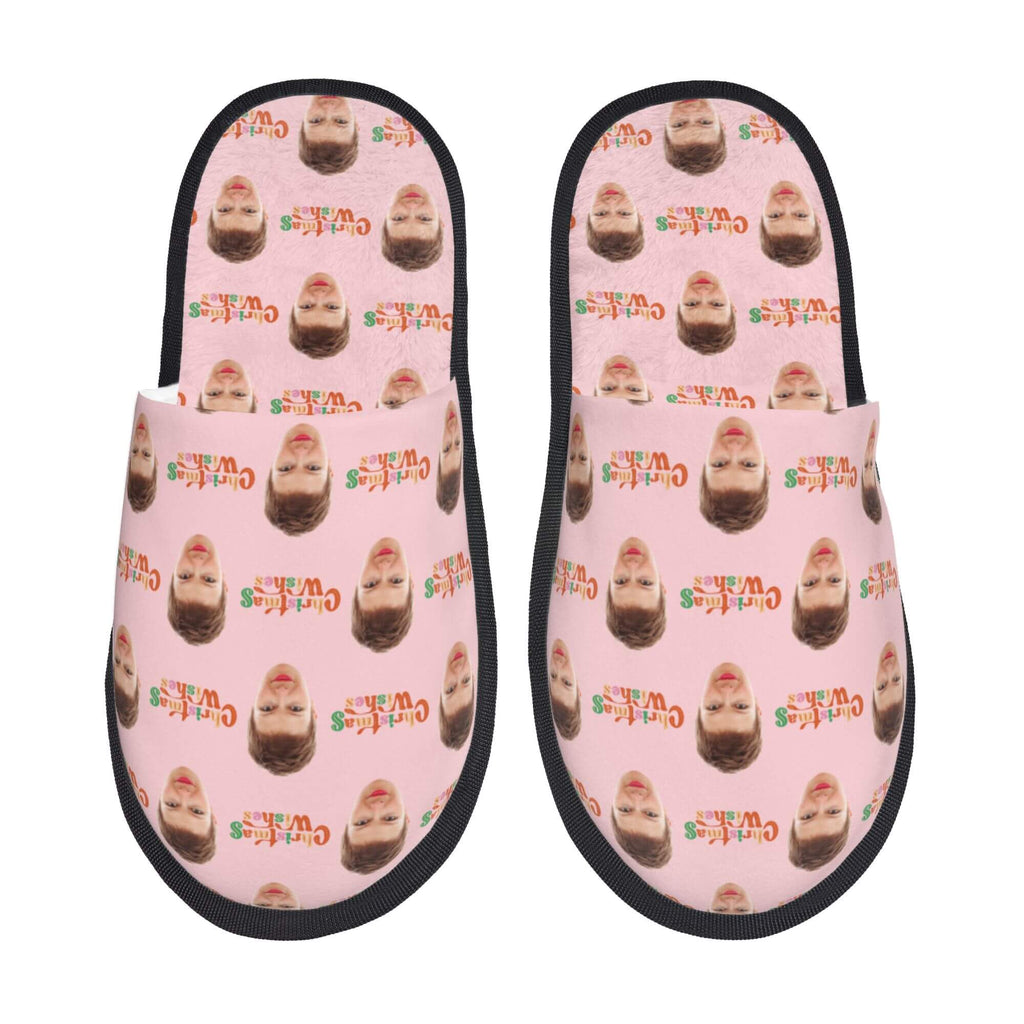 Custom Photo Slippers Merry Christmas Winter Cotton Slippers for Men Women