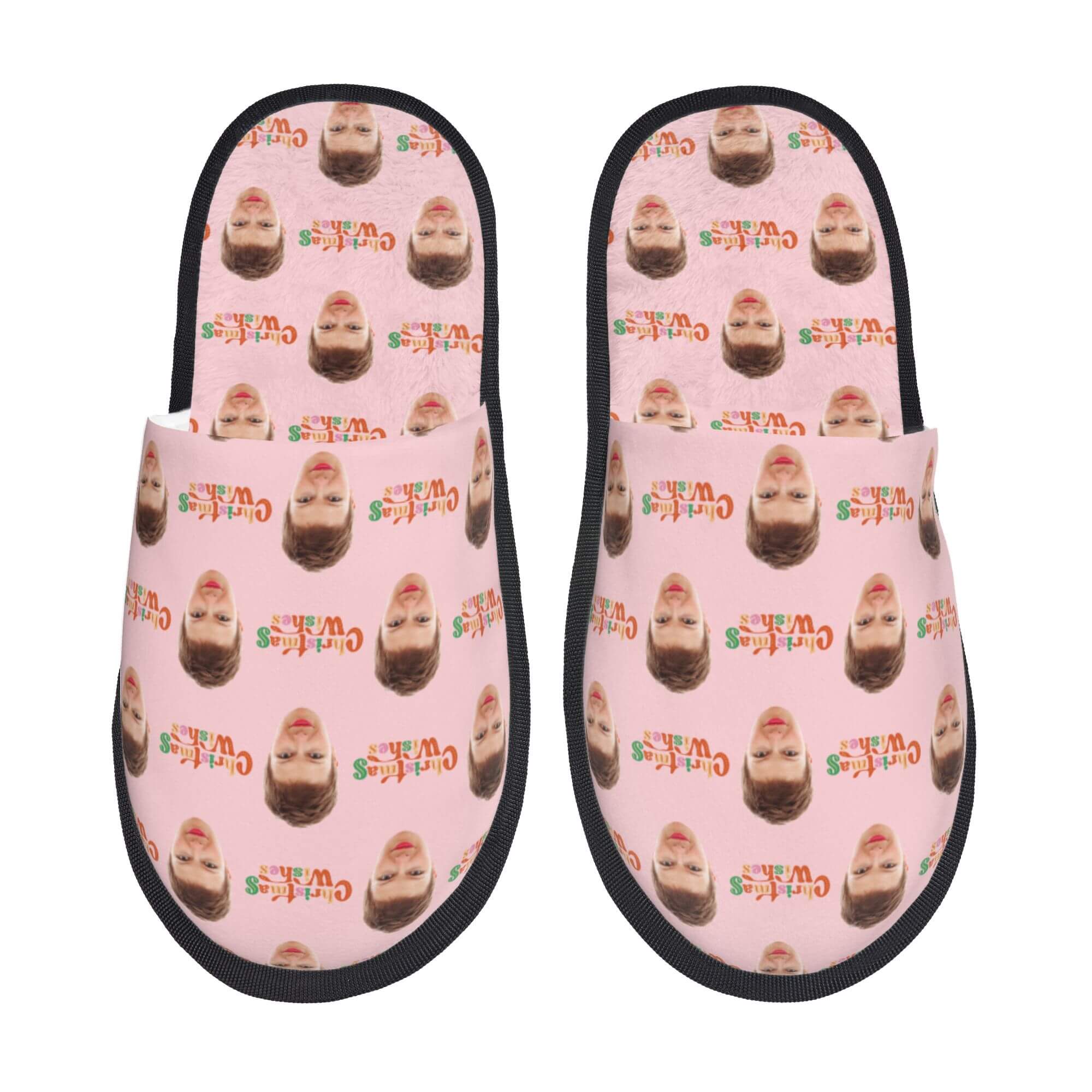 Custom Photo Slippers Merry Christmas Winter Cotton Slippers for Men Women