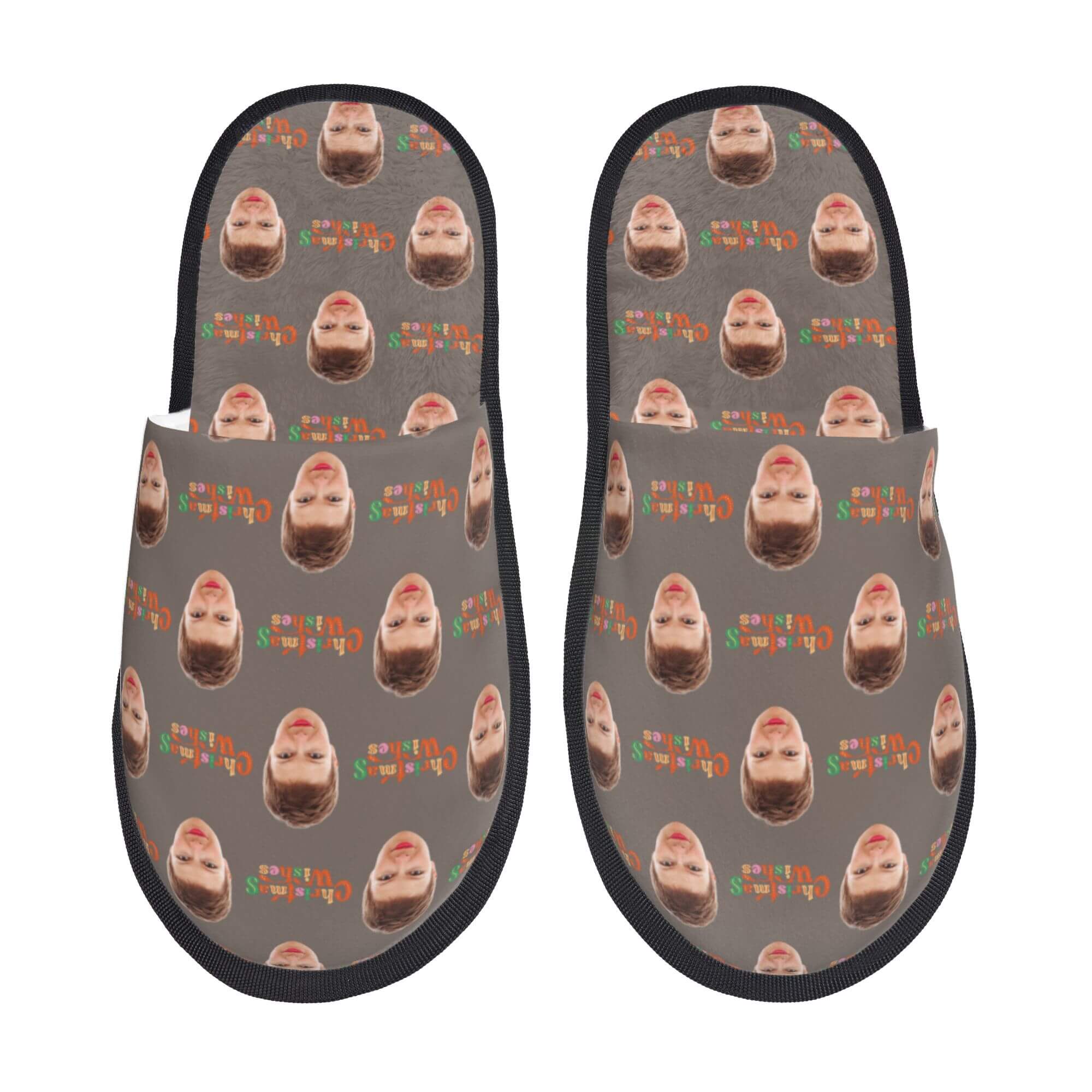 Custom Photo Slippers Merry Christmas Winter Cotton Slippers for Men Women