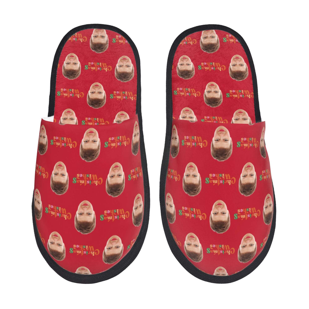 Custom Photo Slippers Merry Christmas Winter Cotton Slippers for Men Women