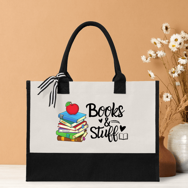 Books and Stuff Tote Bag for Teacher Personalized Teacher Gift