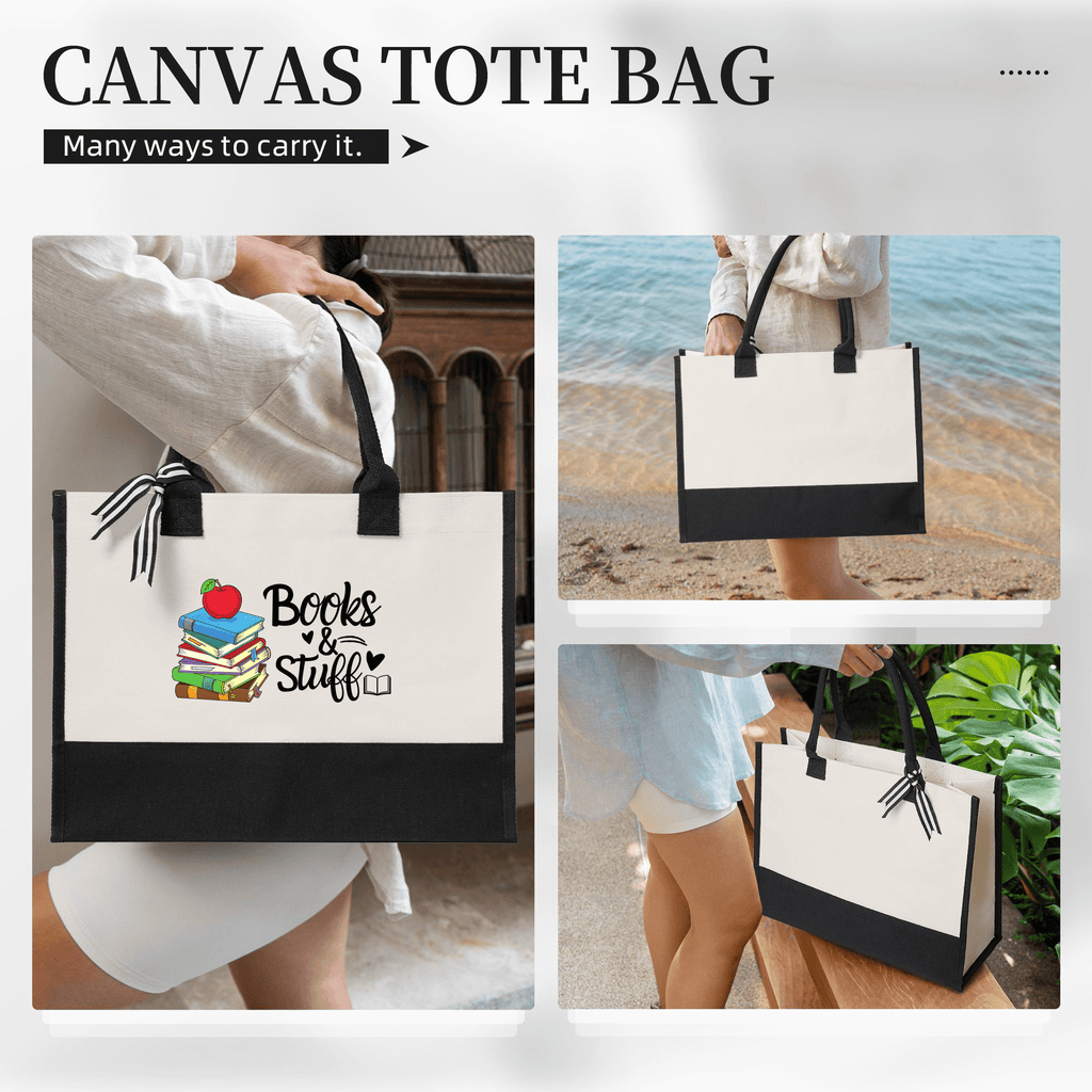 Books and Stuff Tote Bag for Teacher Personalized Teacher Gift