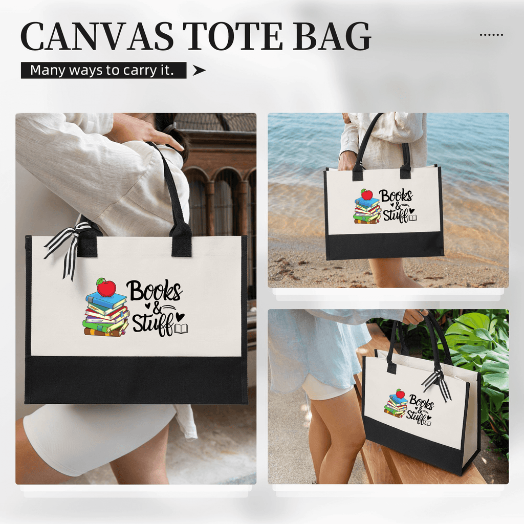 Books and Stuff Tote Bag for Teacher Personalized Teacher Gift