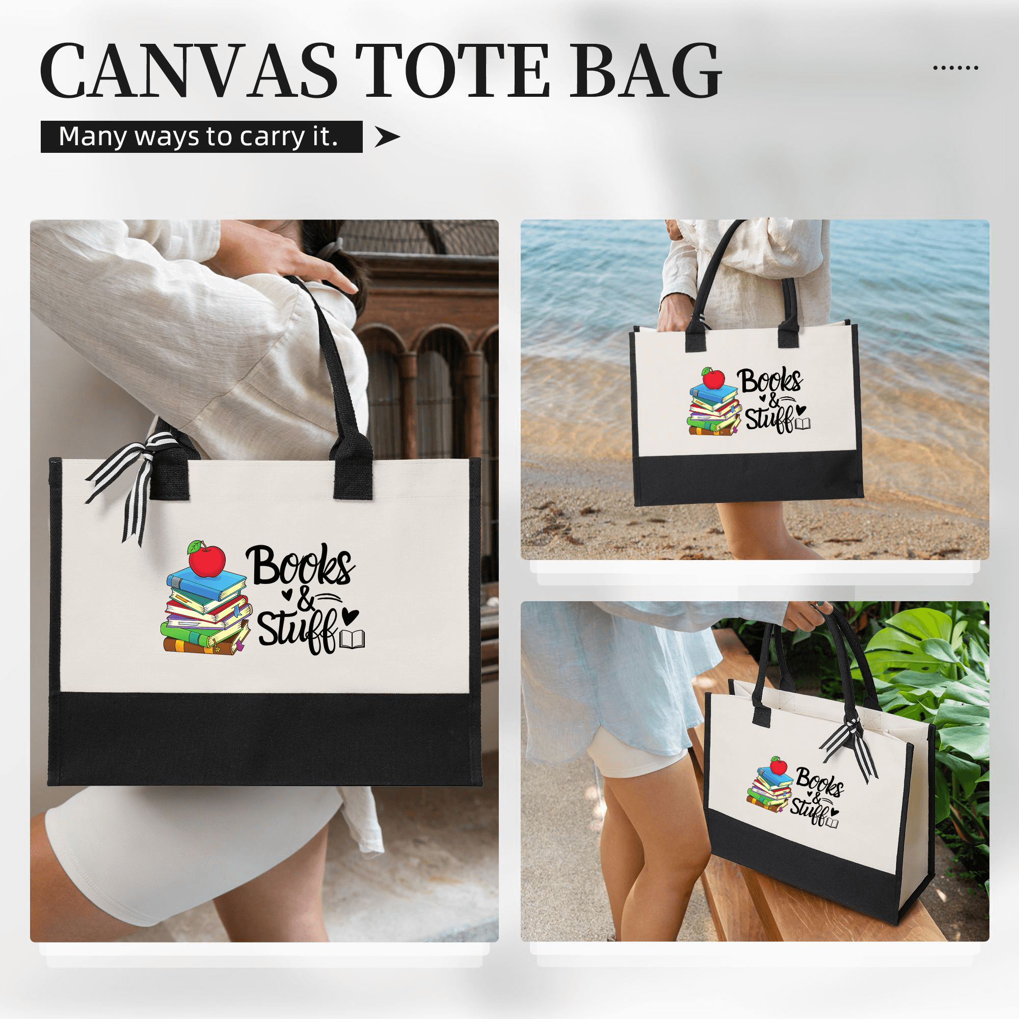 Books and Stuff Tote Bag for Teacher Personalized Teacher Gift